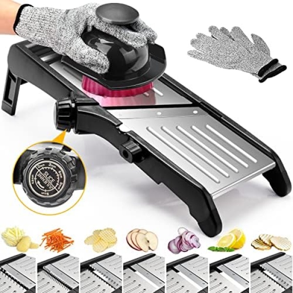 Mandoline Food slicer for kitchen, Adjustable Stainless Steel Mandoline