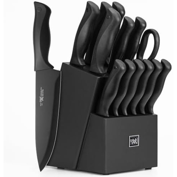 Knife Set, HUNTER.DUAL 15 Pcs Kitchen Knife Set with Block Self Sharpening