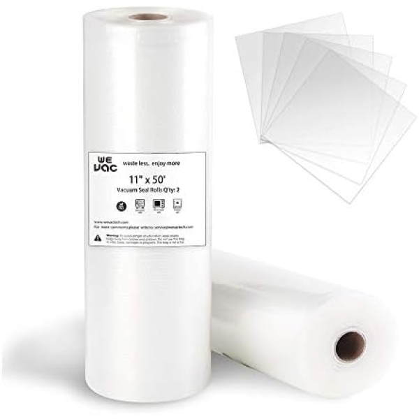 Wevac Vacuum Sealer Bags 11x50 Rolls 2 pack for Food Saver, Seal a Meal, Weston