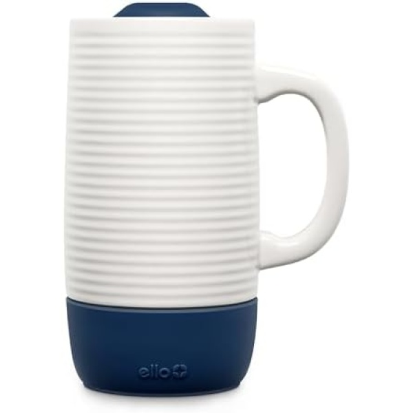 Ello Jane 18oz Ceramic Travel Mug with Handle, Splash-Resistant Slider Lid