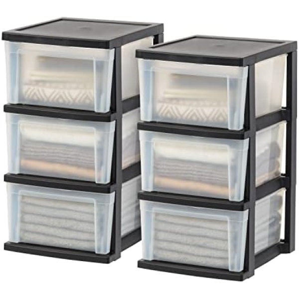 IRIS USA Plastic Drawer Storage Organizer, 3-Drawers, 2-Pack, for Classroom Art