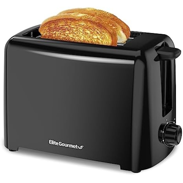 Elite Gourmet ECT1027B Cool Touch Toaster with 6 Temperature Settings & Extra