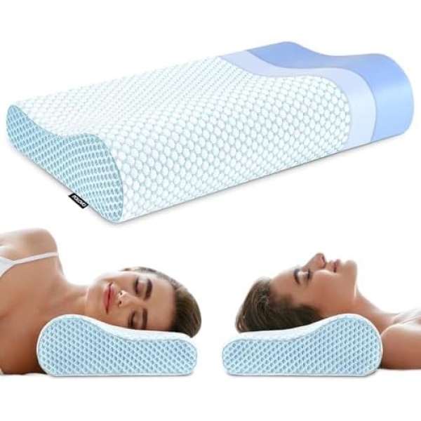 Memory Foam Bed Pillow for Sleeping, Ergonomic Cervical Contour Neck Support