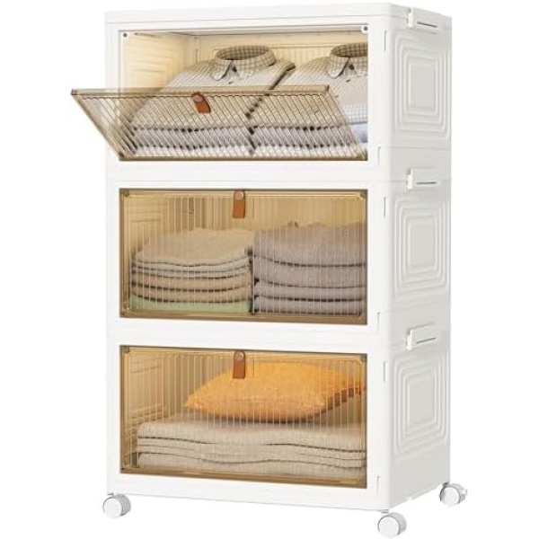 HOMIDEC Closet Organizers and Storage 93Qt 3 Pack Closet Organizer Boxes