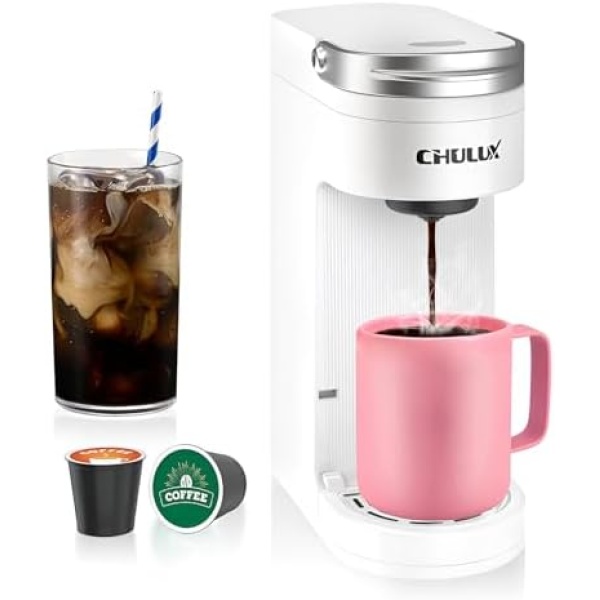 CHULUX Slim Single Serve Coffee Maker for K Cup Pods, One Cup Coffee Maker Fits