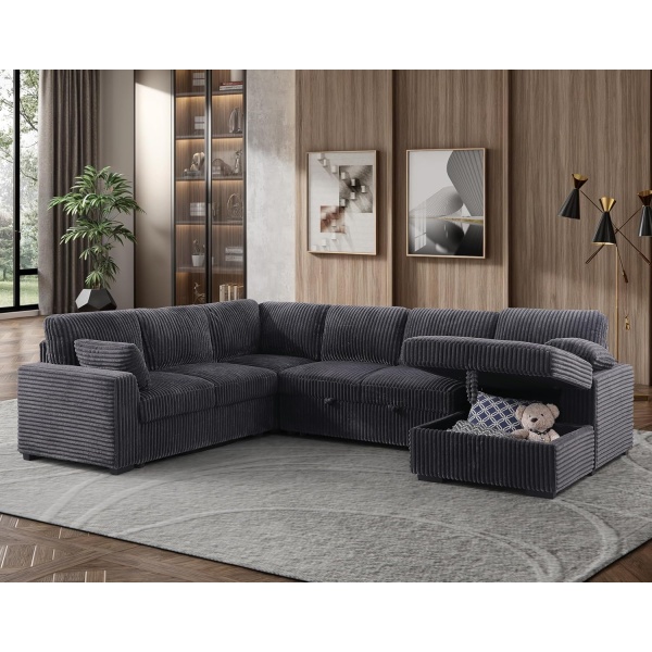 Oversized U Shaped Sleeper Sectional Sofa Pull Out Couch Bed