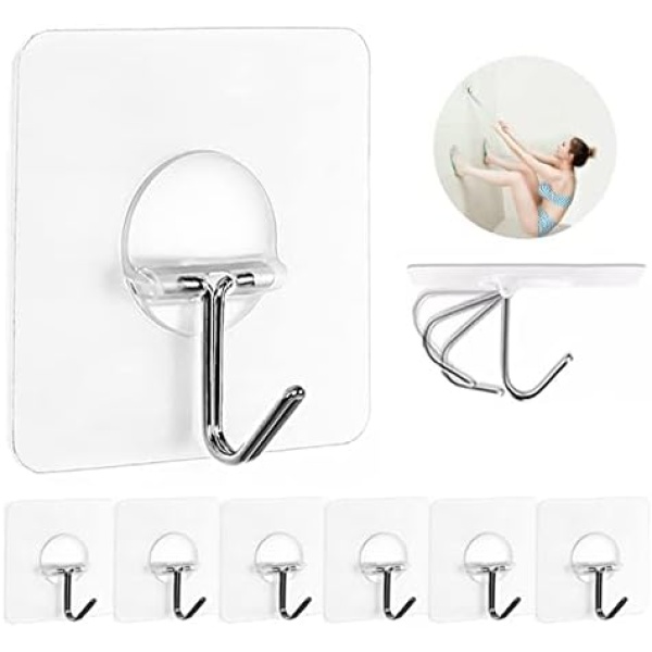Wall Hook 13lb(Max) Transparent Seamless Coat Hooks,Waterproof and